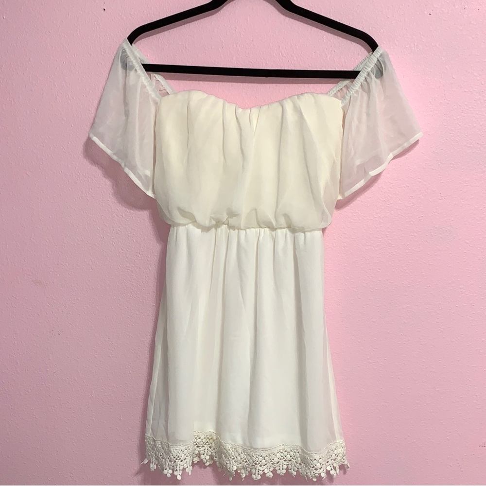 Socialite White Strapless Off-Shoulder Mini Dress XS